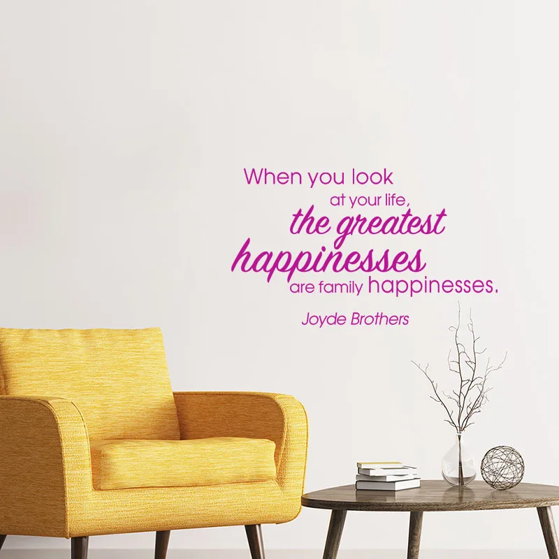 Наклейки Цитата самая большая Happinesses Настенная Наклейка Искусство обои гостиная