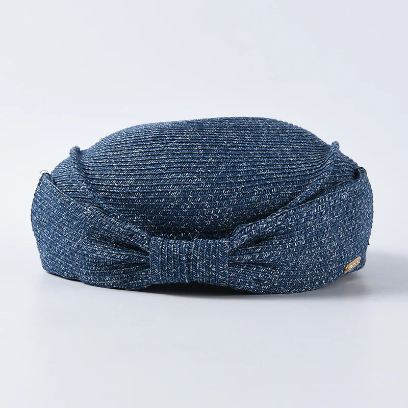 Женский соломенный берет USPOP мягкий однотонный со складным бантом|Женские