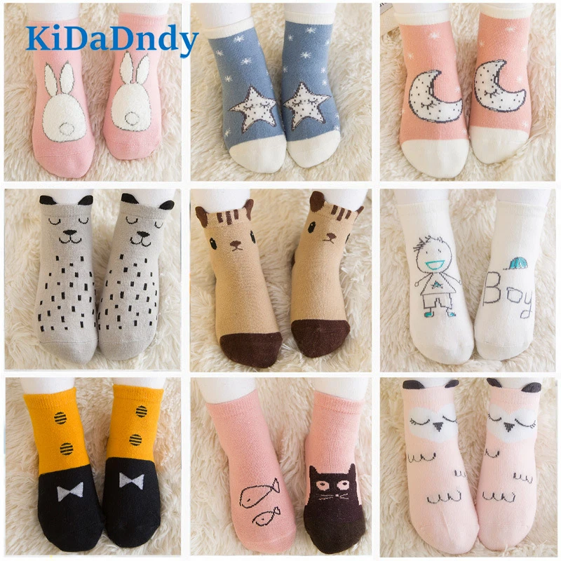 KiDaDndy/носки для малышей партия, Нескользящие весенне-осенние детские носки в горошек для девочек новые детские носки-тапочки с рисунком для малышей LL128R