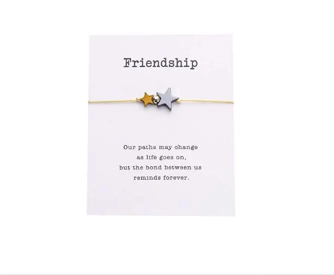 1 шт. Звезда Шарм Дружба карта браслеты Загадай желание восковые шнуры замша для