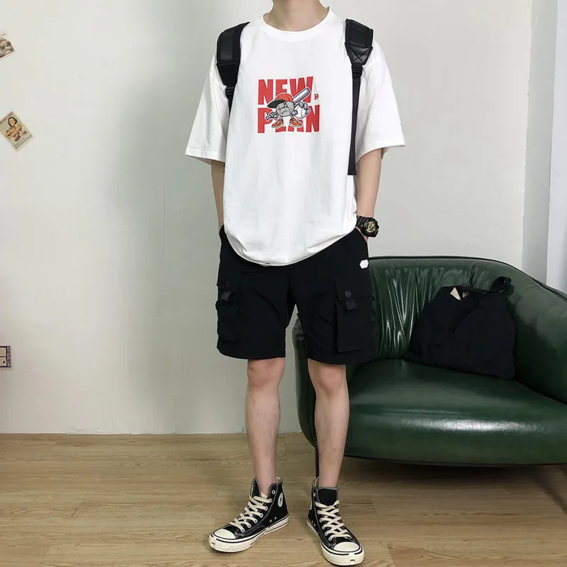 Летняя новинка тонкая футболка Мужская модная повседневная Уличная одежда в