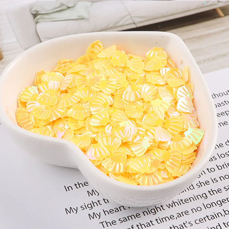 AB Yellow 10g/pack 7mm Sea Shell Sequins Paillettes Sewing Material,Wedding Craft,Women Garment Kids DIY Accessories - Color: AB Yellow