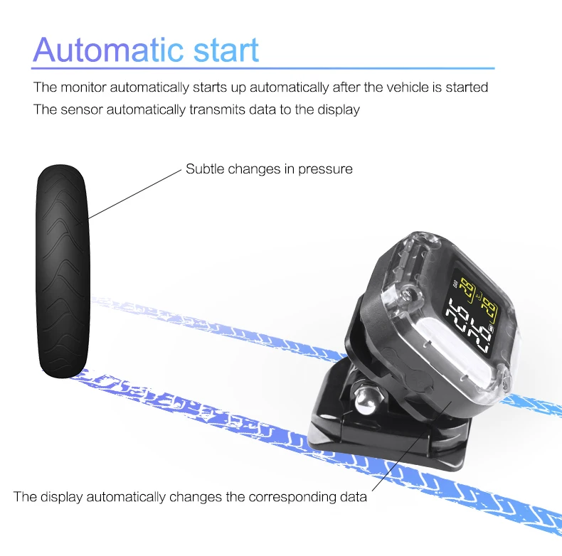 Мотоцикл TPMS монитор давления в шинах Система сигнализации мотоцикла с внешним/внутренним датчиком беспроводной с ЖК-дисплеем