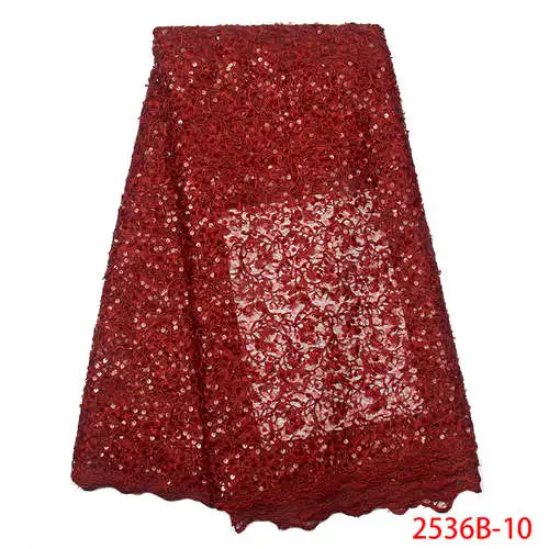 2536B-10 Burnt Orange нигерийская кружевная ткань с блестками Высокое качество Африканский шнур Кружева блесток кружевная ткань для вечерние платья APW2536B-9 - Цвет: 2536B-10