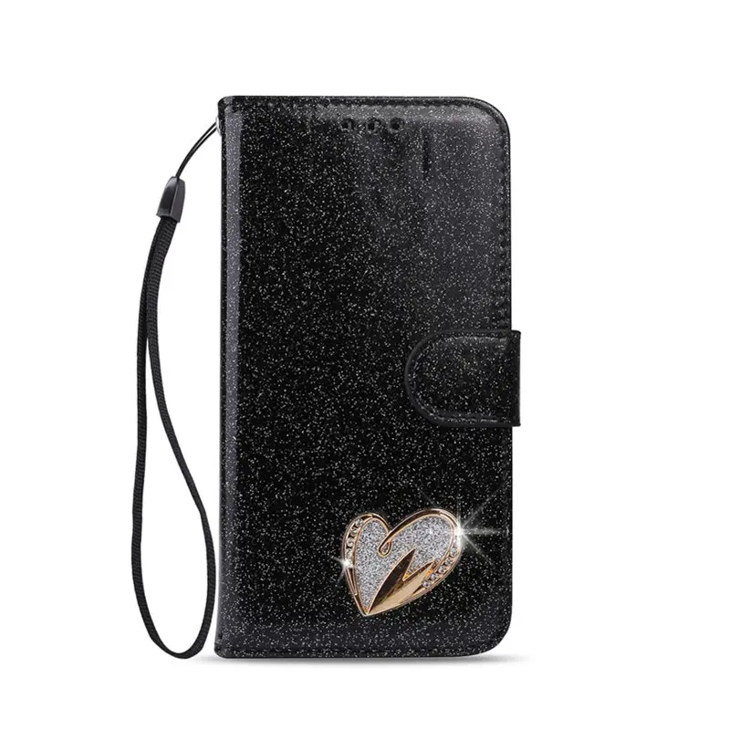 Black Чехол для телефона Etui, чехол для samsung Galaxy S7 Edge, J3, J5, J7, A3, A5,, S8, S9 Plus, Note 8, 9, с ТПУ, IMD, блестящий флип-кошелек - Цвет: Black