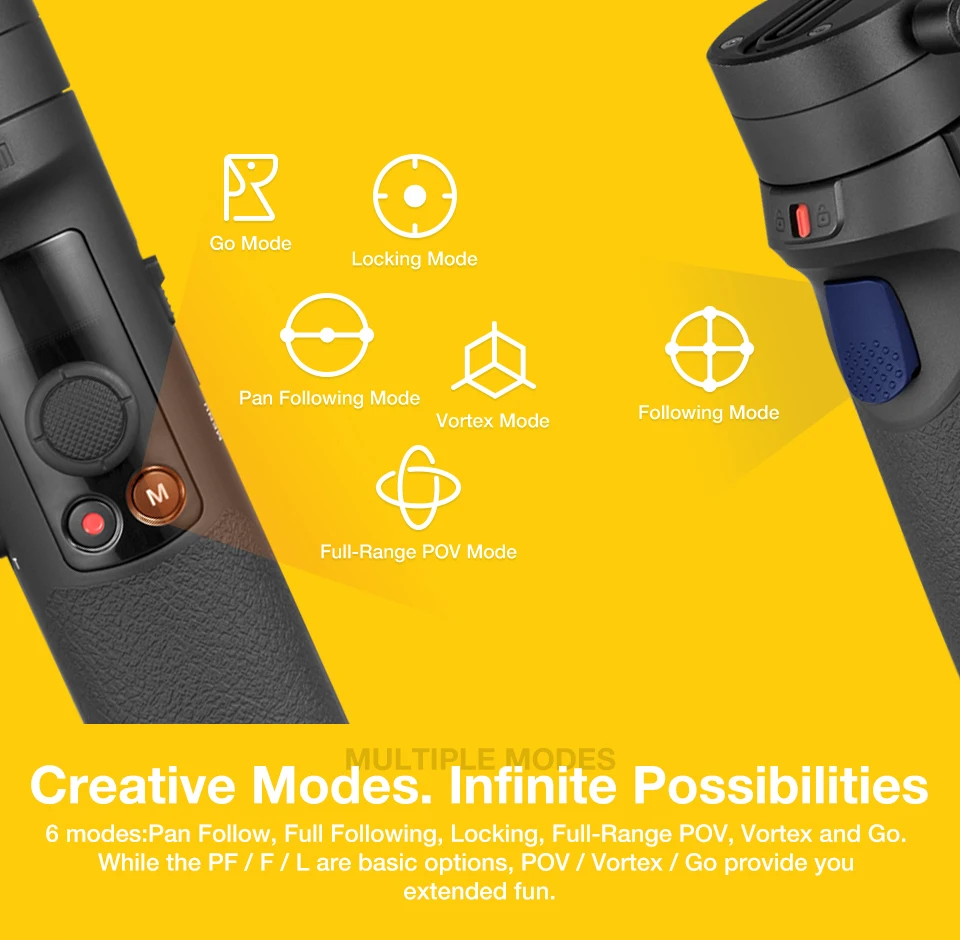 Zhiyun Crane M2 3-Axis Gimbals Compatible for Action Camera, Mirrorless Compact Cameras,Smartphones,Payload：130g- 720g