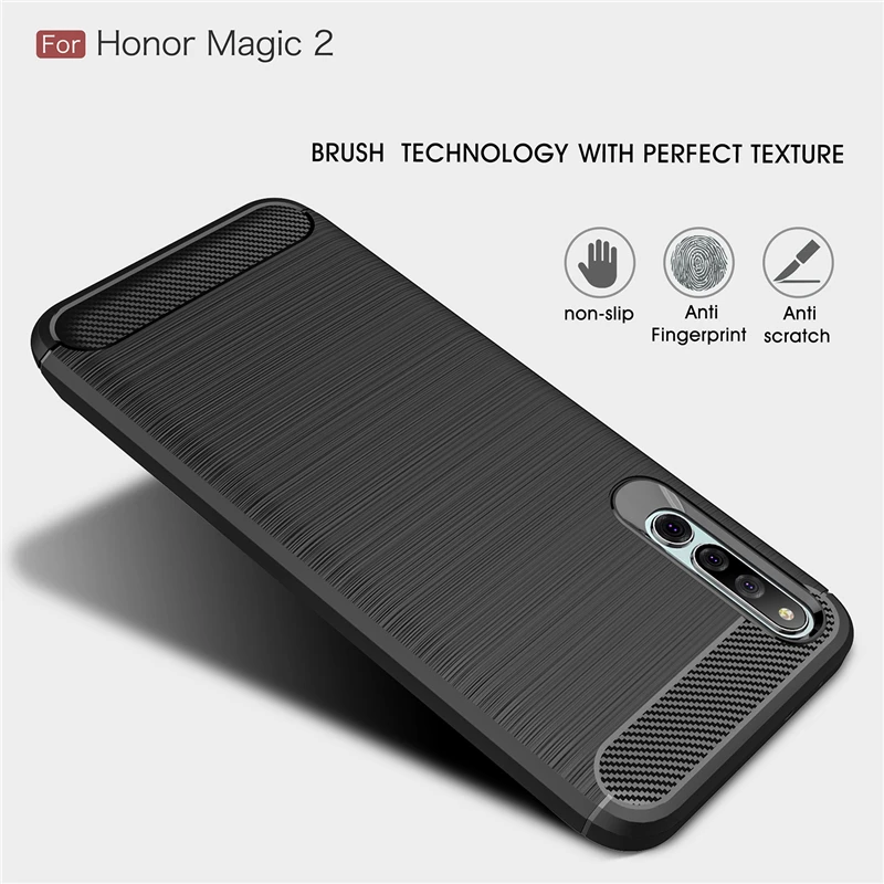 Чехол для Huawei Honor Magic 2 жесткий бампер из углеродного волокна чехол мягкий