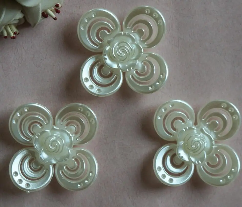 100pcs 40mm Beautiful ABS Pearl Hollow Rose Beads Flat Back For Hair Peice Tiaras Jewelry Scrapbooking Craft DIY | Дом и сад