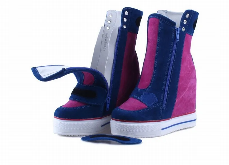 Женские ботильоны на танкетке Cyabmoz натуральная кожа платформа высокий каблук