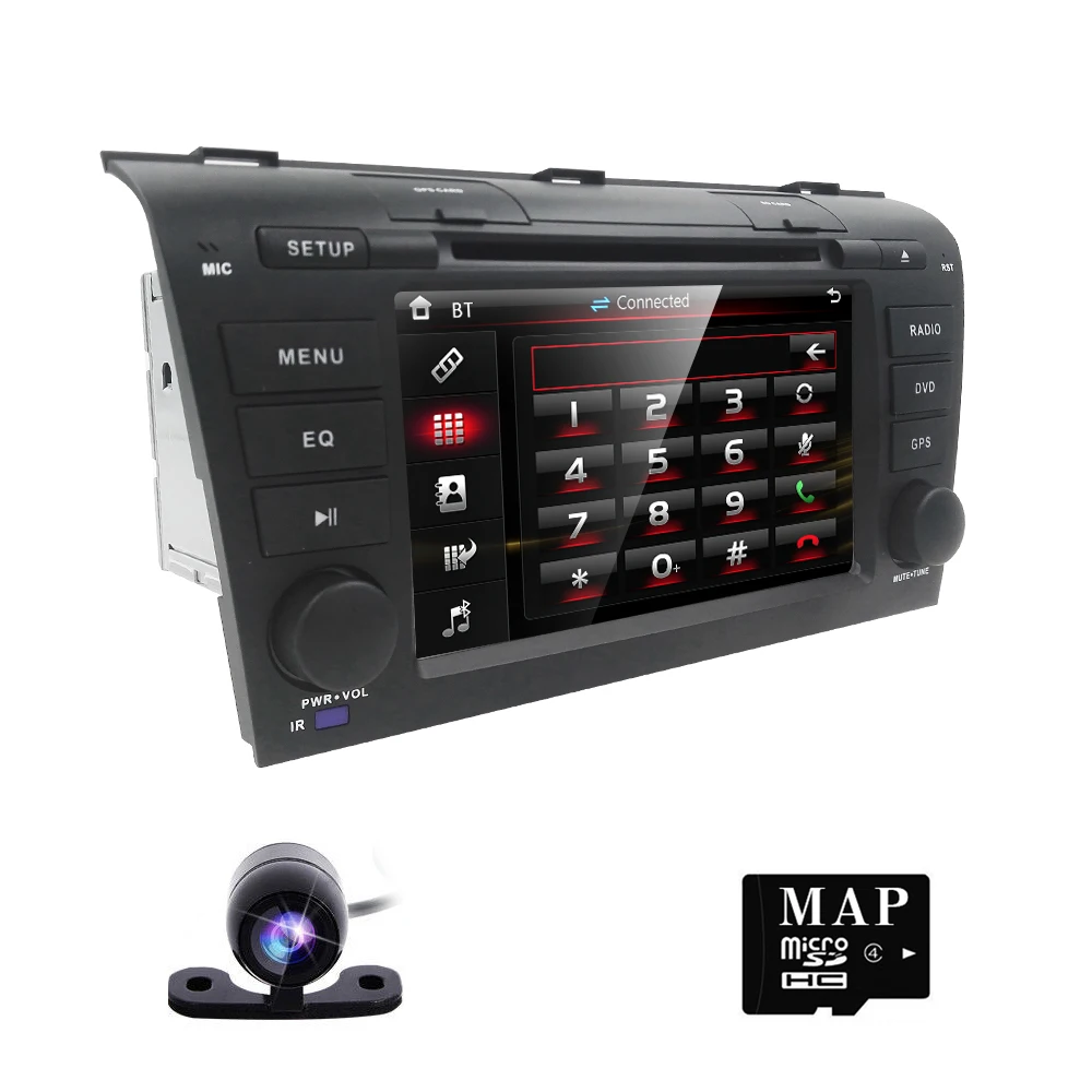Бесплатная Камера 7 &quotдвойной 2 Din стерео dvd плеер навигации для Mazda 3 Mazda3 2004 2009 с gps