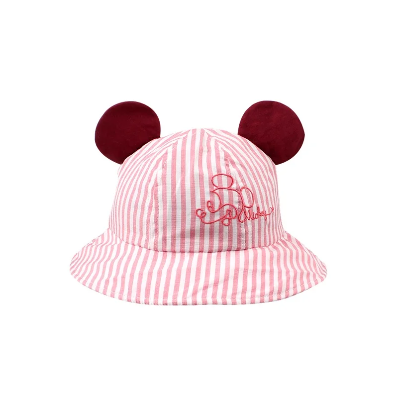 Striped Cartoon Baby Hat Mouse Ear Cute Girl Cap Breathable Wide Brim Boy Summer Lace Up Sun Clothing | Детская одежда и обувь