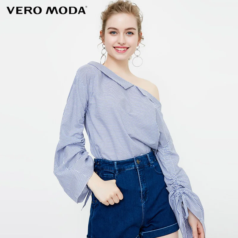 Vero Moda женская рубашка свободного кроя в полоску с 3/4 рукавами | 318231529