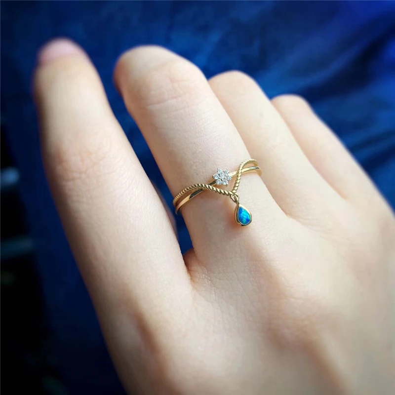 Aazuo 18K желтое золото натуральный опал искусственный Рождественский подарок для