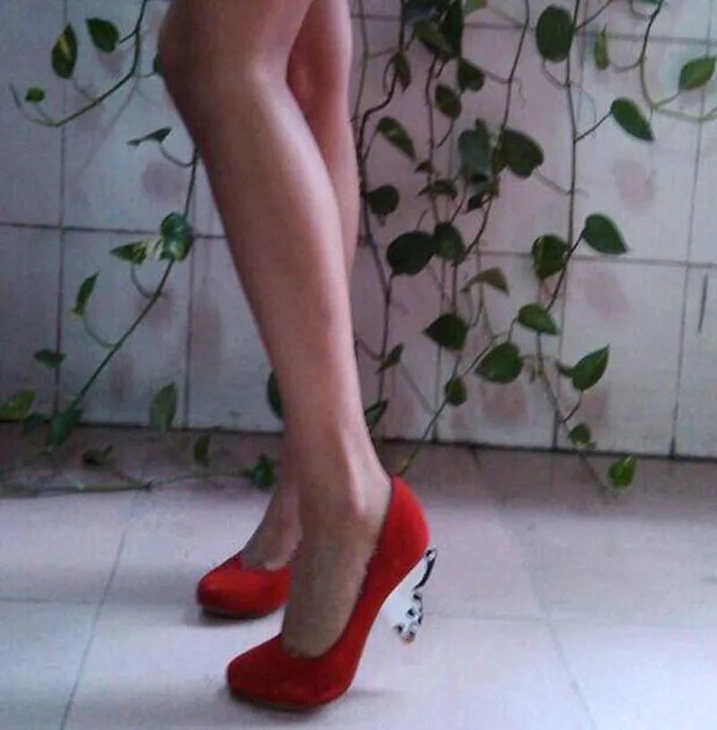 Туфли-лодочки женские замшевые без застежки с круглым носком высокий каблук