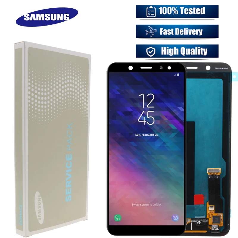 5,6 ''Супер AMOLED A600 ЖК-дисплей для SAMSUNG Galaxy A6 A600 A600F SM-A600FN сенсорный экран дигитайзер замена тест