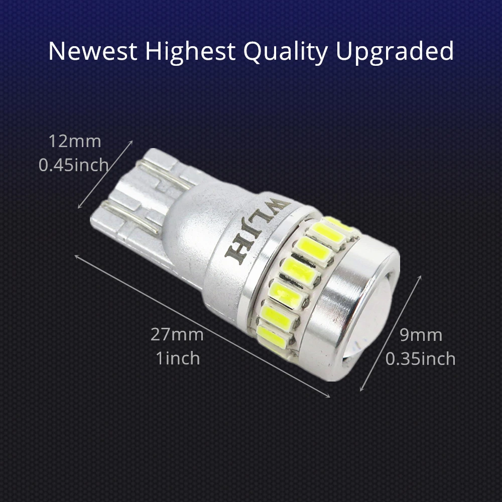 WLJH 2x CANBUS 10 V-18 V 3030 2835 Чип T10 W5W светодиодный светильник для салона автомобиля, карта, купольная лампа, внешний светильник номерного знака 6000K белый
