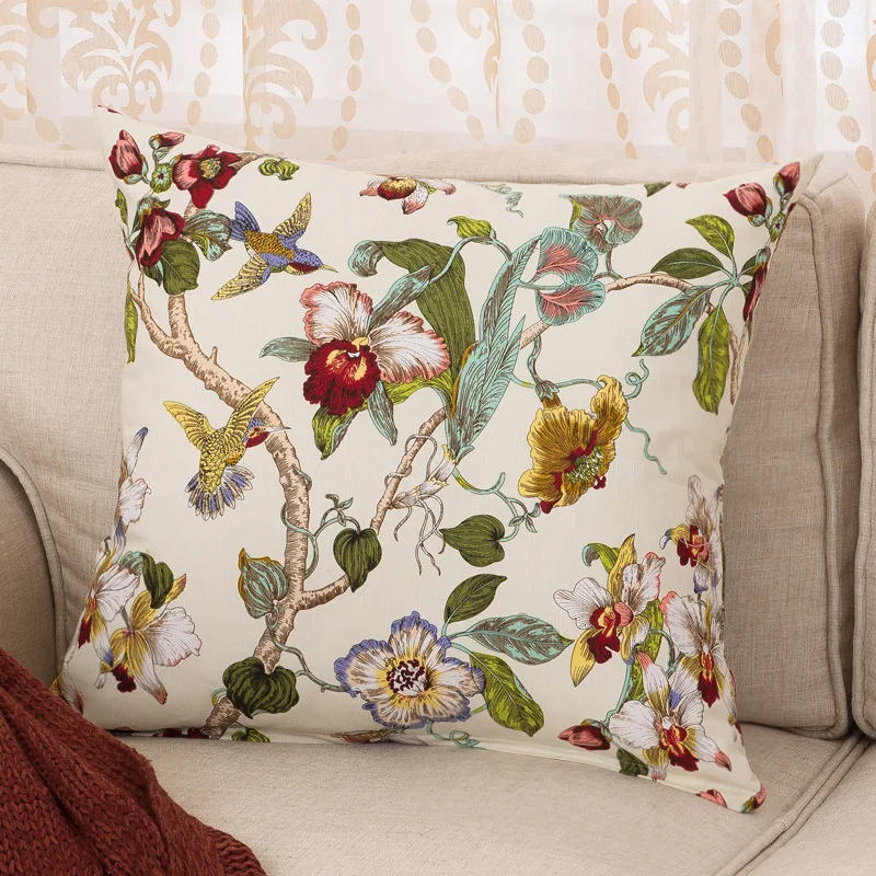 Качественный элегантный чехол для подушки с цветочным принтом льняная