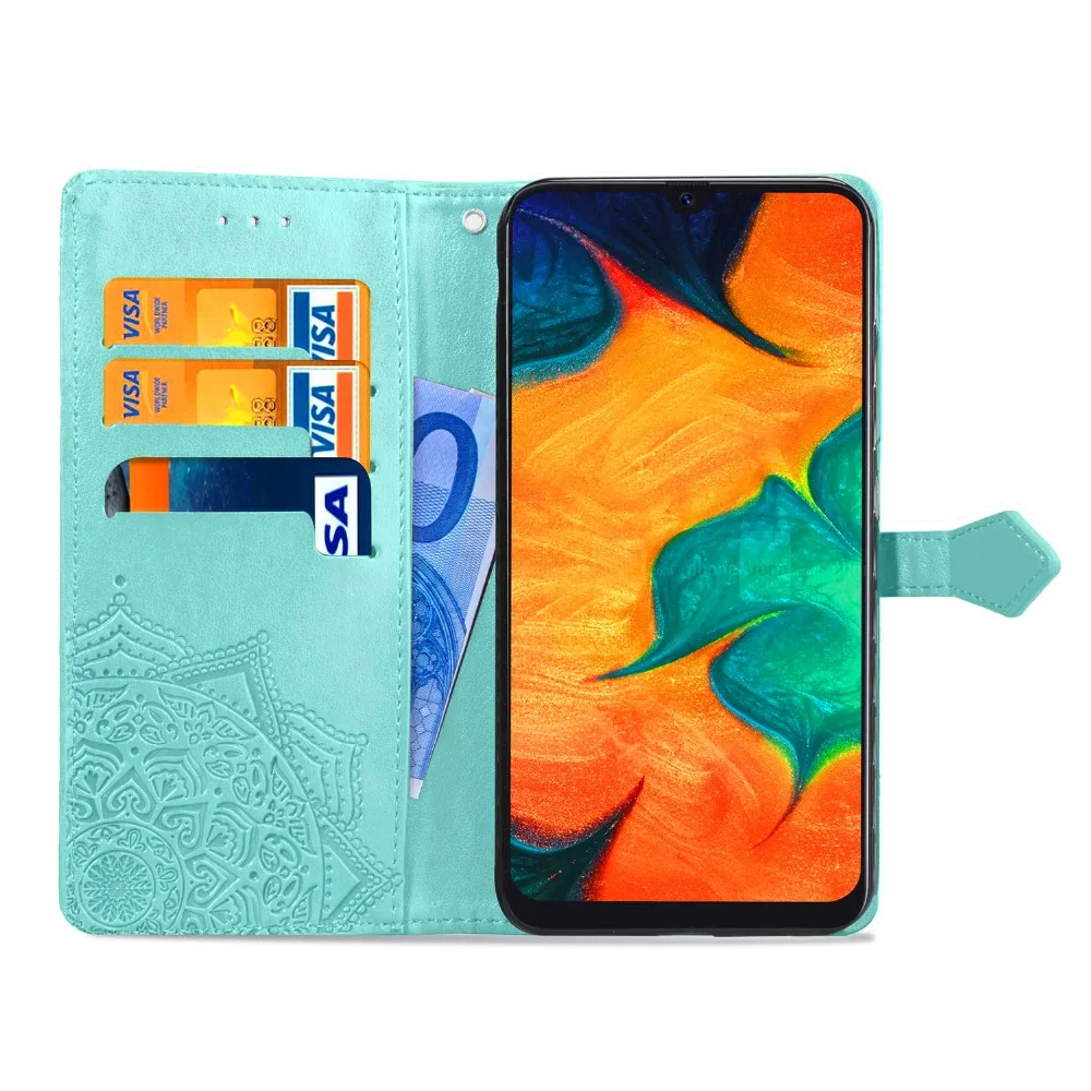 Кожаный флип-кейс A 30 для samsung Galaxy A30 Fundas TPU с цветочным принтом, чехол-кошелек с подставкой для samsung A30, чехол с ремешком