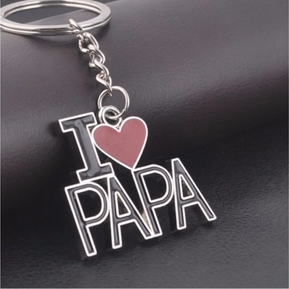 Популярные Модные металлические брелки с надписью I LOVE MOM PAPA сувенирные