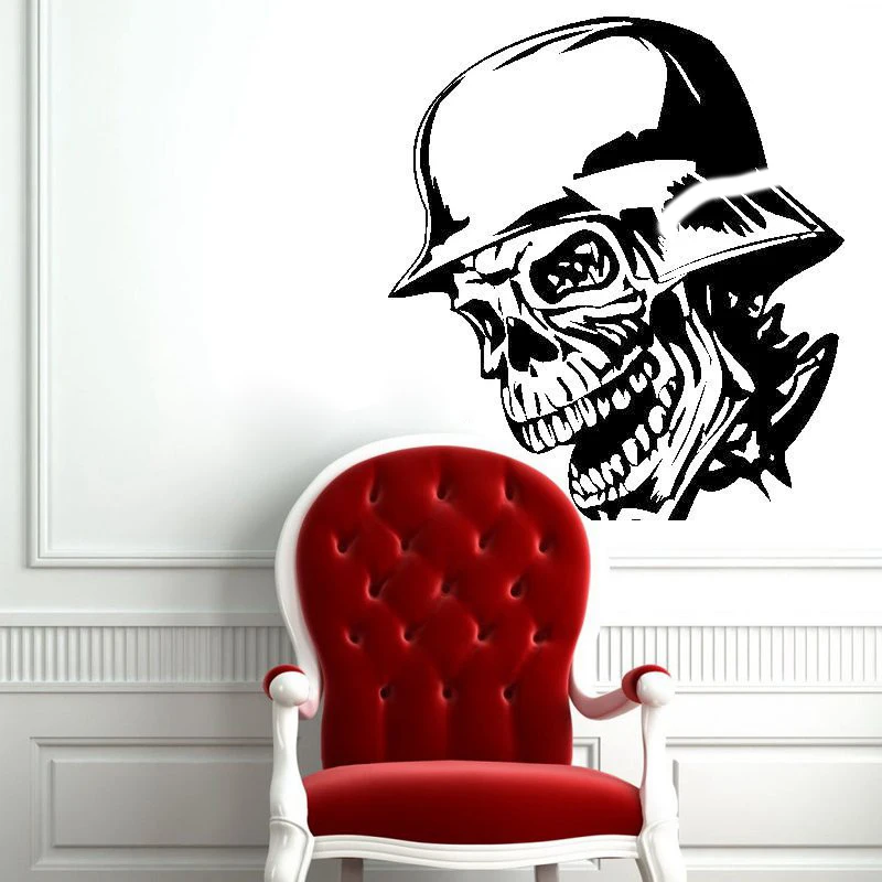 

Skull Halloween Helmet Sticker Punk Death Decal Devil Poster Name Car Window Art Wall Decals Parede Decor Mural