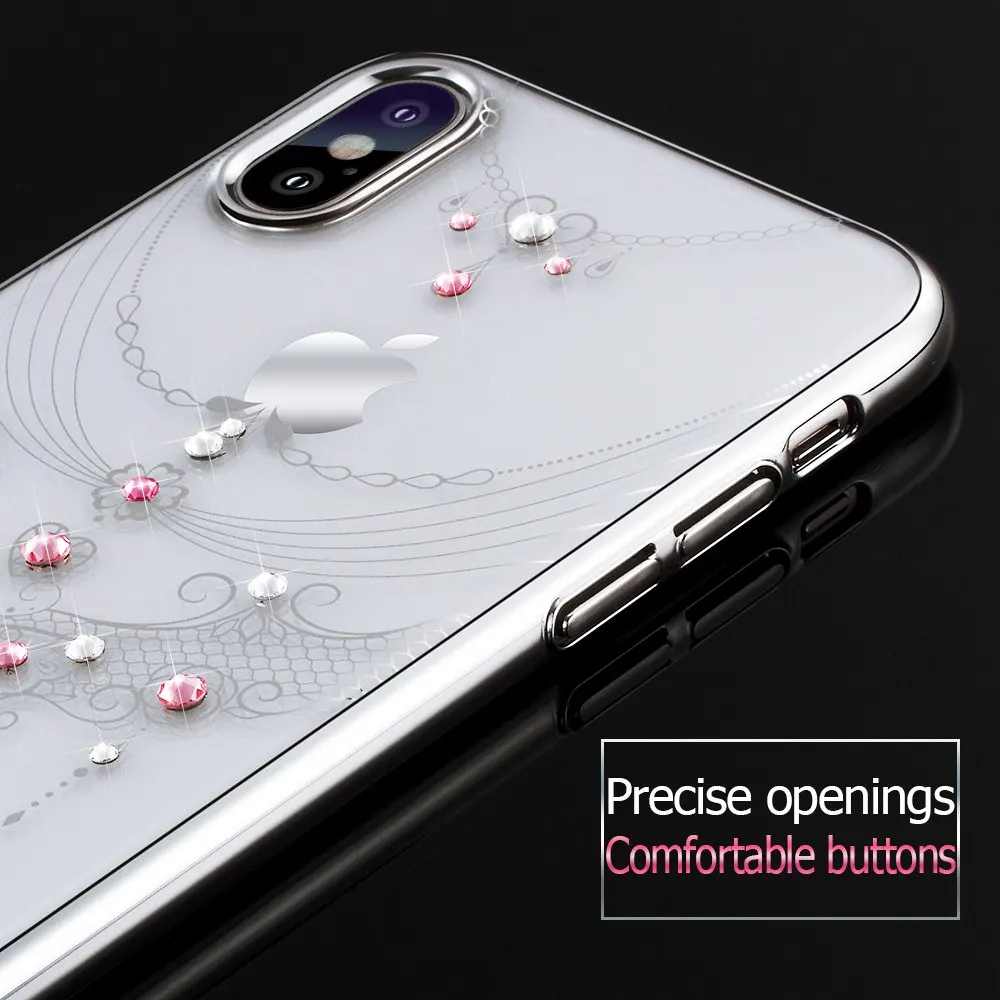 KINGXBAR чехол для iPhone X Роскошный 7 8 Plus Swarovski элемент Кристалл Прозрачный жесткий