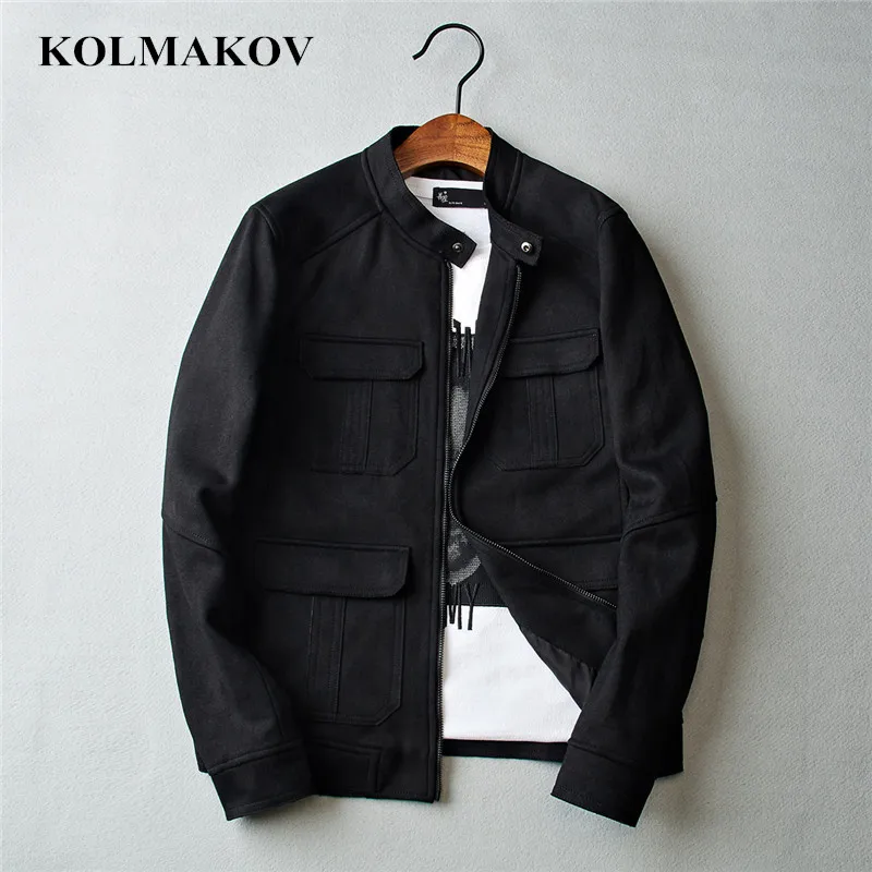 Мужская короткая куртка бомбер kolmaov ветровка модная весенняя Байкерская верхняя