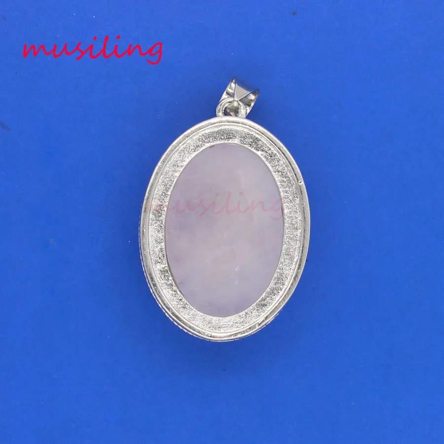 Натуральный овальный камень подвески ожерелье цепи с посеребренным покрытием