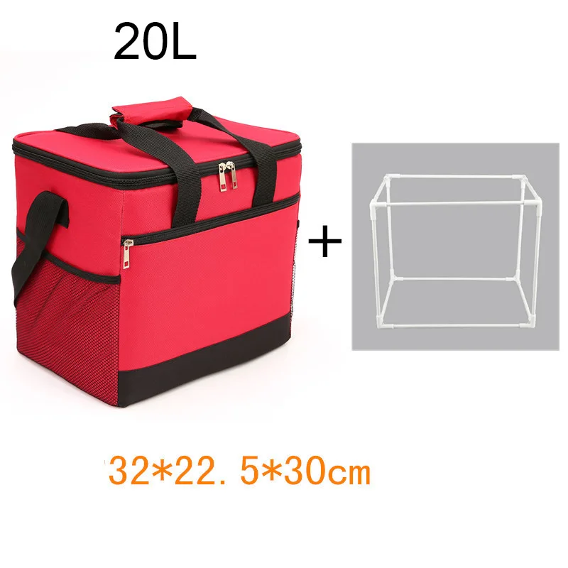red 20L bracket 20L 25L большая сумка для обеда, Термосумка для пикника, большая сумка-холодильник, пакет для льда, еды, напитков, вина, термос, теплоизоляционная сумка на плечо для транспортного средства - Цвет: red 20L bracket