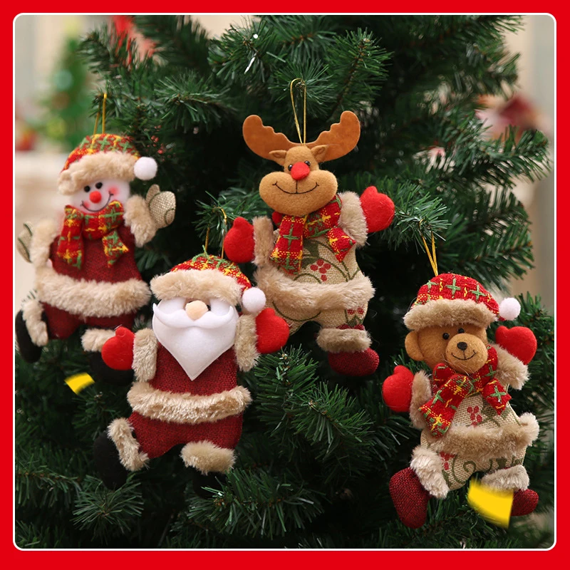 1 шт.. милые елочные украшения кулон Санта Клаус Медведь Снеговик Лось кукла