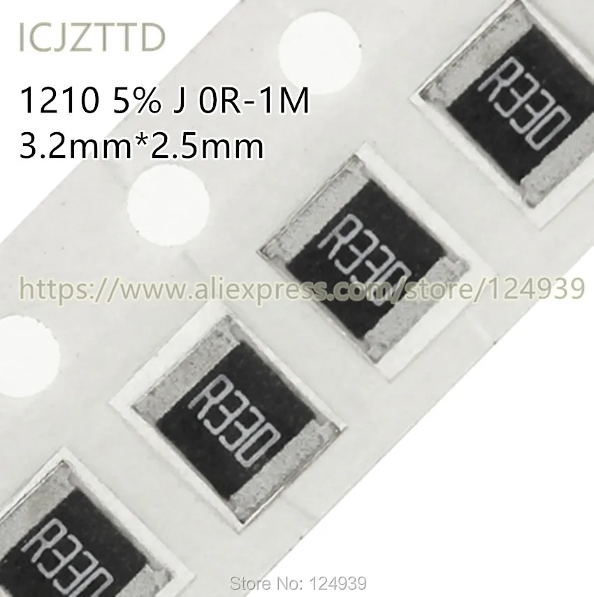 100 шт. SMD 1210 3 2*2 5 1/3 Вт 5% J 3225 43R 47R 51R 56R 62R 68R 75R 82R 91R 100R 110R 120R 130R 150R 160R 180R 200R 220R