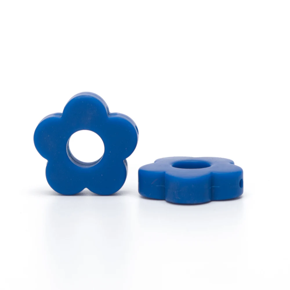 Navy Blue 5 шт цветок перле Силиконовые Бусины DIY ребенок уход прорезывание зубов ожерелье бусы пищевого качества прорезывание зубов игрушки детские товары Mordedor подарок - Цвет: Navy Blue