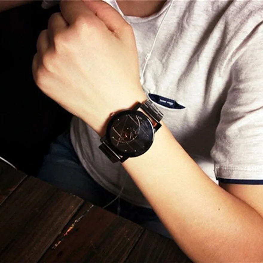 Новинка 2018 роскошные часы модные мужские Кварцевые аналоговые наручные из