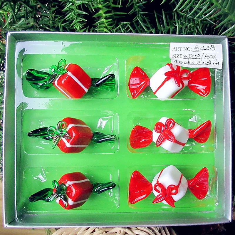 6 шт. антикварные ручные выдувные стеклянные конфеты на заказ Рождественская