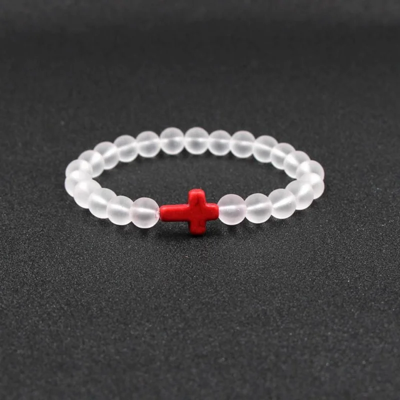 Natural Stone Beads Strand bracelet Men Cross Prayer Yoga Bracelet For Women ANGWTLY |