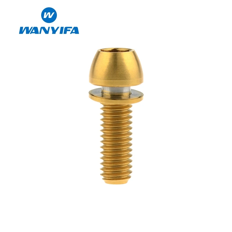 Gold M6X18 Ваньифа Винт С Титановым болтом M6x18mm M6x20mm полукруглая головка с шайбой для крепления велосипедного тормоза - Цвет: Gold M6X18