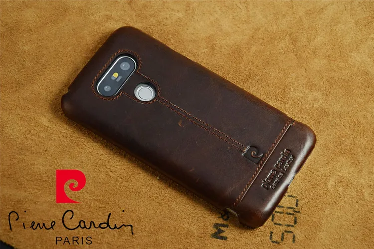 Dark Brown Для LG G5 Pierre Cardin Классический чехол для телефона Классический из натуральной кожи PC жесткий анти осенний задняя крышка - Цвет: Dark Brown