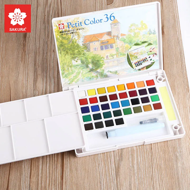36 color Sakura 48/60/72 Цвета коробка акварельных красок Портативный Твердые акварельные краски в наборе для приготовления пищи на воздухе Принадлежности для рисования - Цвет: 36 color