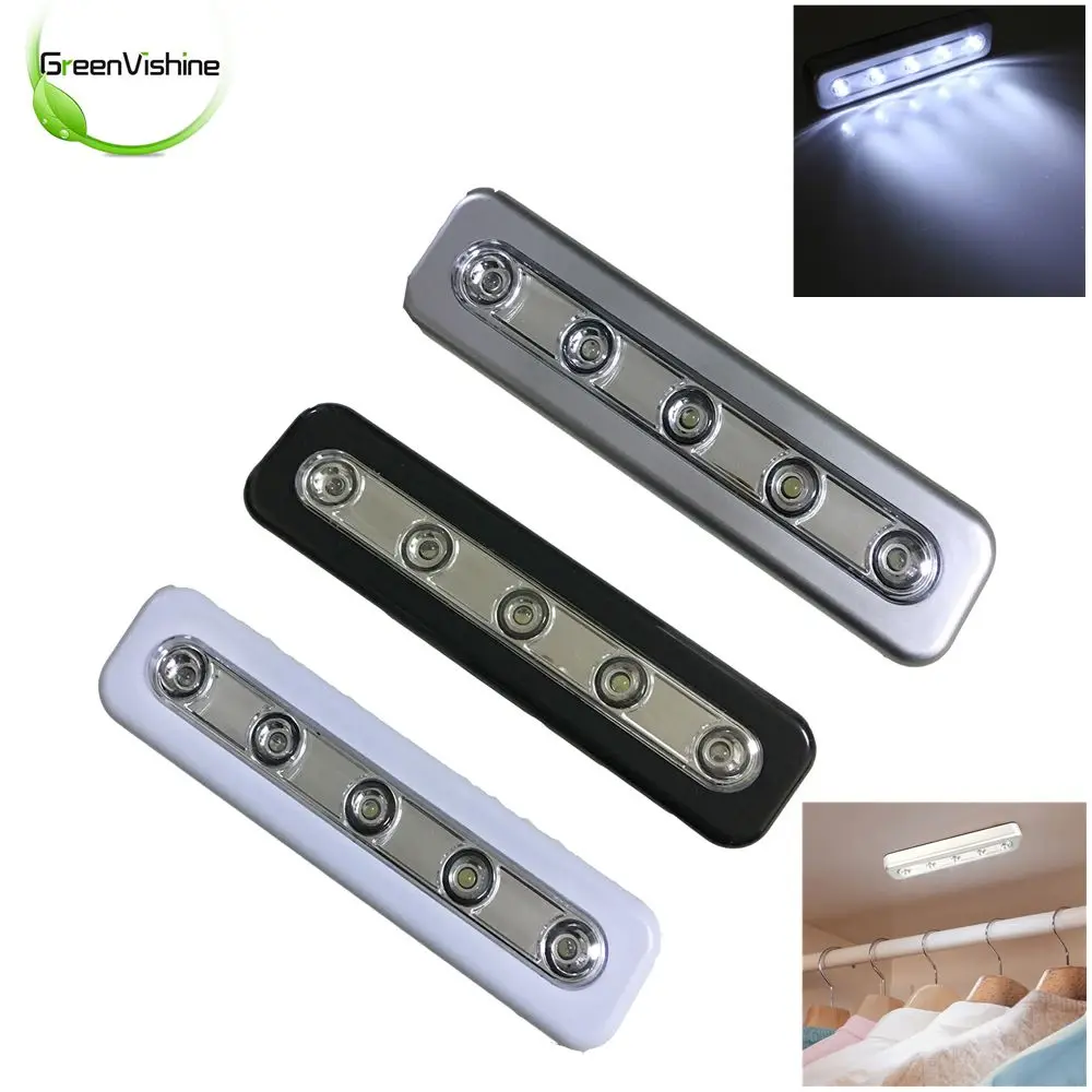 

1PCS Wireless 5 LED Night Light Under Cabinet Wardrobe Closet Kitchen Push Touch Tap Night Light Lamp Stick On Battery Power