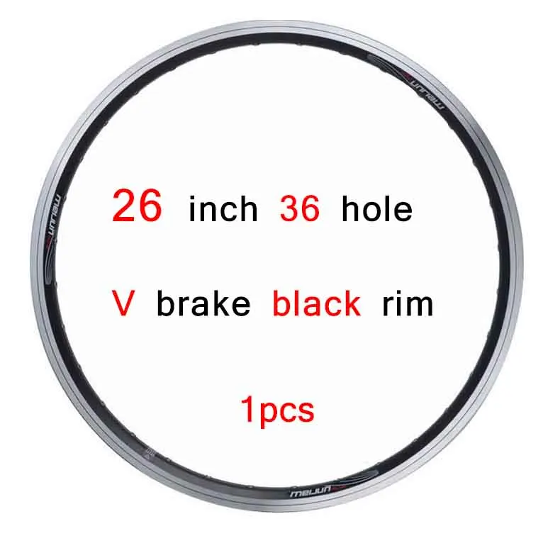 26 in 36H black MEIJUN20 24 26 27,5 29 дюймов 28H 32 H 36H V Тормозной двойной алюминиевый обод велосипеда - Цвет: 26 in 36H black