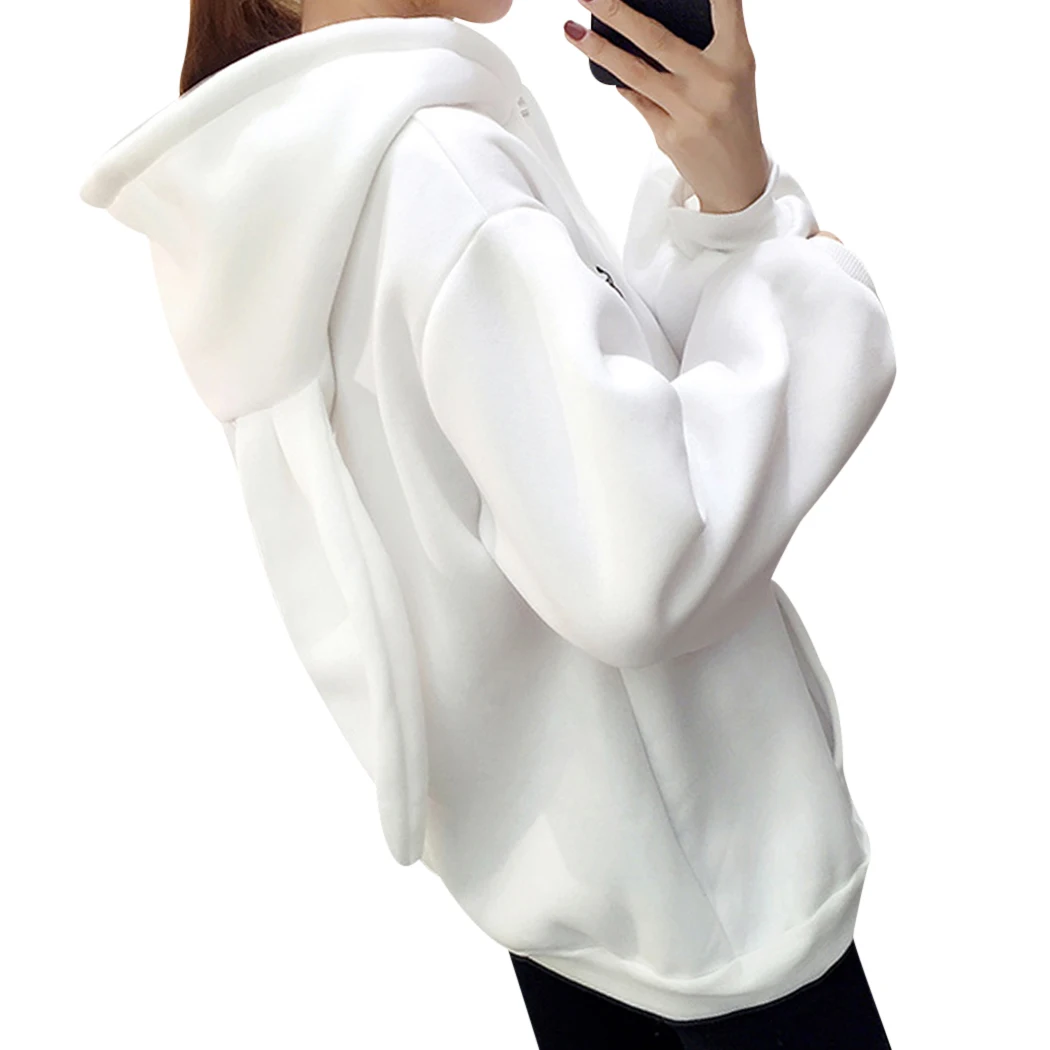 Женский свитер с капюшоном розовый и вышивкой в виде зайчиков|rabbit ear hoodie|hoodie cartoonear