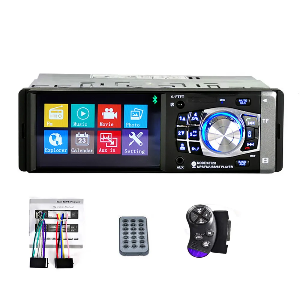 Car MP5 Player Hikity Авто Аудио 1din Автомагнитола 4 дюймов автомобильный стерео медиа MP5 плеер Bluetooth 4012B Авторадио SD USB TF Поддержка камеры заднего вида - Цвет: Car MP5 Player