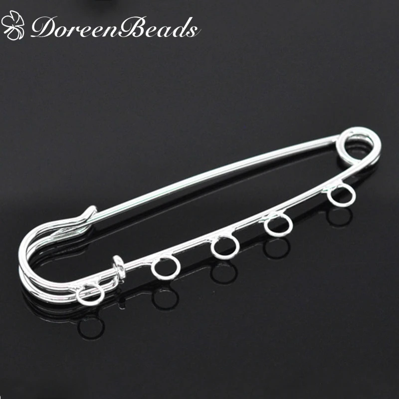 Булавки DoreenBeads из цинкового сплава безопасные Броши серебряного цвета с 5