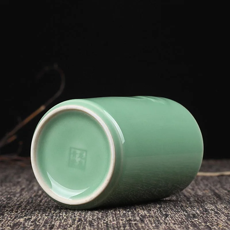280ml Longquan Celadon Straight Cup Flower Pattern Teaware Drinkware Art Water Cups Master Teacup Coffee Milk Mug Accessories | Дом и сад