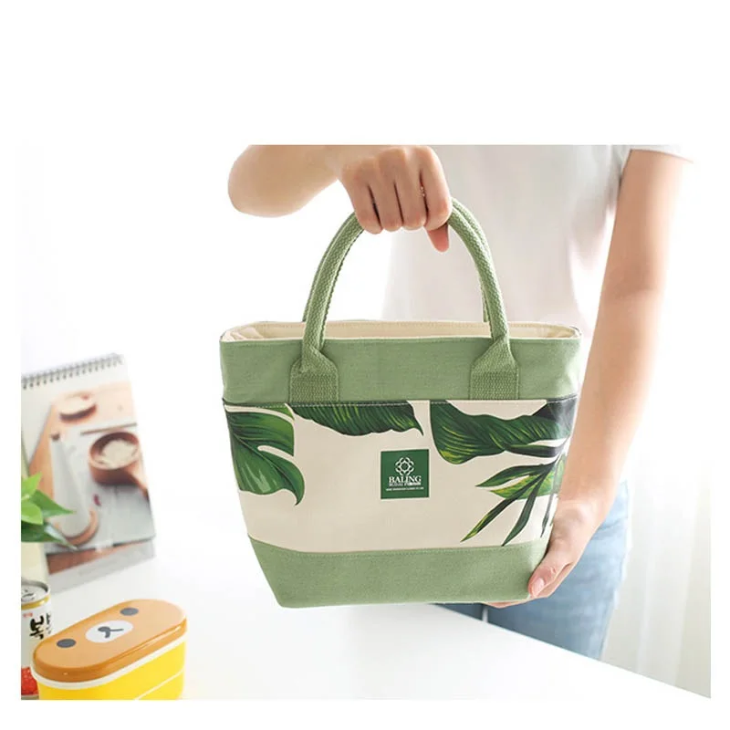Women's Pure And Fresh Fashion Lunch Bag Portable Functional Canvas Insulated Ice Internal Aluminum Foil Picnic Box | Багаж и сумки