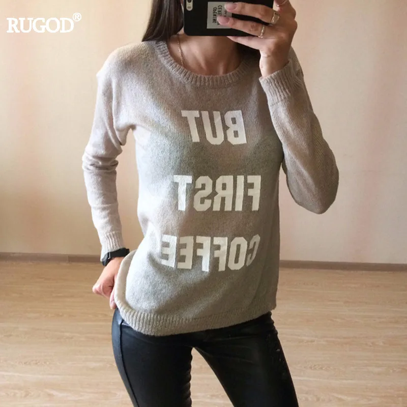 Женский вязаный свитер Rugod хлопковый пуловер в европейском стиле с буквенным