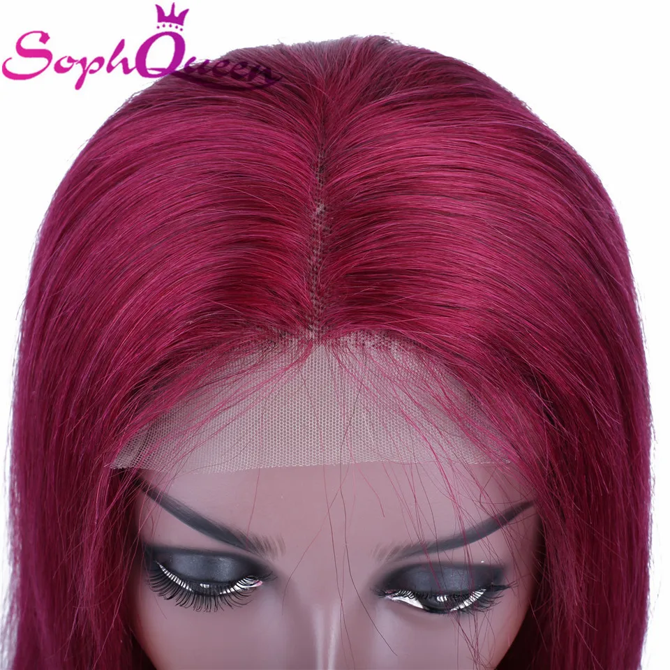 Парики из натуральных волос на шнурках Soph queen 4*4 бордовый 1B/бордовый 1B/27 99J цвет перуанский нереми прямые человеческие волосы парик