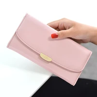 latest elegant women leather wallet fashion lady portable multifunction long solid color change purse hot female clutch carteras