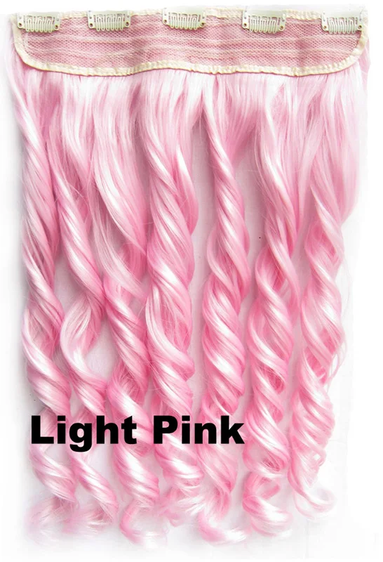 GS888 Light Pink Girlshow, 5 клипов, синтетические волосы для наращивания, волнистые, женский парик, волосы шиньон-хвост, 87 цветов, 130 г, 60 см, 1 шт - Цвет: GS888 Light Pink