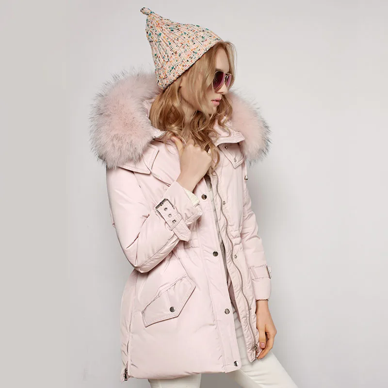 Зимняя куртка женская 2018 бренд большой енот меховой воротник капюшон пальто