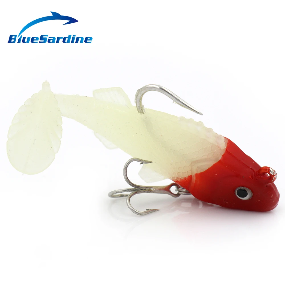 BlueSardine мягкие рыболовные приманки 5 шт. пластиковые рыбные красного белого цвета 6
